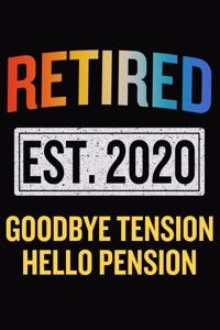 Retired 2020 Goodbye Tension Hello Pension