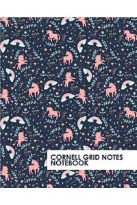 Cornell Grid Notes Notebook: Unicorns and Rainbows Grid Notebook Supports a Proven Way to Improve Study and Information Retention.