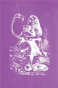 Alice in Wonderland Pastel Chalkboard Journal - Alice and The Flamingo (Purple)