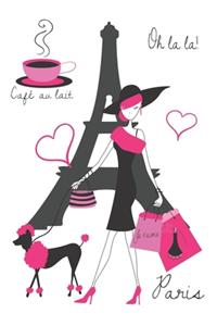 Pink In Paris 6 x 9 100 Page Wide Ruled Notebook