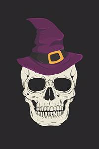 Funny Halloween Notebook - Skull with Witch Hat Wirting Journal - Cute Halloween Gift - Halloween Themed Witch Diary