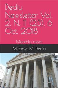 Dediu Newsletter Vol. 2, N. 11 (23), 6 Oct. 2018