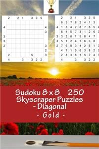 Sudoku 8 X 8 - 250 Skyscraper Puzzles - Diagonal - Gold