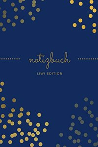 Notizbuch schon A5 liniert - 100 Seiten 90g/m2 - Soft Cover goldene Punkte blau - FSC Papier: Notebook - A5 lined - white paper