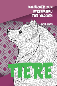 Malbücher zum Stressabbau für Mädchen - Dicke Linien - Tiere