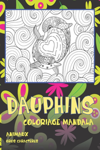 Coloriage Mandala - Gros caractères - Animaux - Dauphins