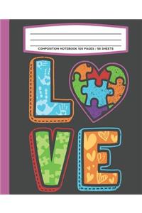 Composition Notebook 100 Pages / 50 Sheets Love