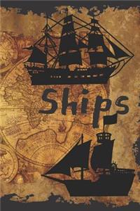 Ships: Tall Pirate Ship Sketchbook/Blank Pages/Artist Sketch Book/Design your own ships/6 x 9/100 Pages