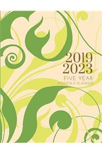 2019-2023 Five Year Planner Fern Leaves Goals Monthly Schedule Organizer