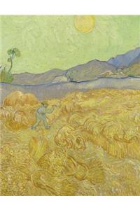 Wheatfield with a Reaper, Vincent Van Gogh. Blank Journal