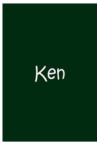 Ken - Green Notebook / Journal / Blank Lined Pages / Quality Soft Matte Cover