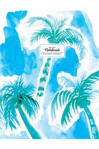 Dot Grid Notebook - Blue Tropical Watercolor