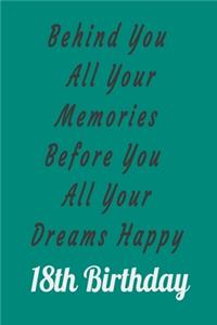 Behind You All Your Memories Before You All Your Dreams Happy 18th Birthday