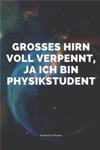 Grosses Hirn Voll Verpennt, Ja Ich Bin Physikstudent: A5 Notizbuch PUNKTIERT MATHE - PHYSIK - LEHRAMT - CHEMIE - LEHRER - SCHÜLER - QUANTENMECHANIK - UNTERRICHT - TASCHENBÜCHER - PHYSIKLEHRER - WITZE