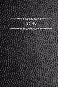 Ron: Personalized Name Journal For Men (Black Faux Leather Design)