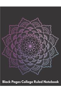 Black Pages College Ruled Notebook