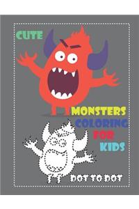 Cute Monsters Coloring for Kids Dot to Dot