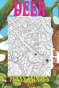 Adult Coloring Book Funny Animals - Easy Level - Deer