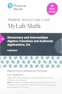 Mylab Math with Pearson Etext -- 18 Week Standalone Access Card -- For Elementary & Intermediate Algebra