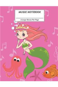 Music Notebook 6 Large Staves Per Page