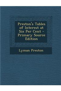 Preston's Tables of Interest at Six Per Cent