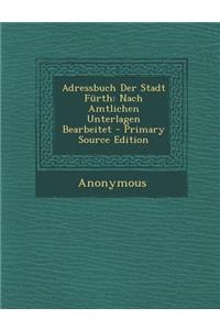Adressbuch Der Stadt Furth