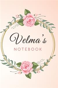 VELMA'S Customized Floral Notebook / Journal 6x9 Ruled Lined 120 Pages School Degree Student Graduation university