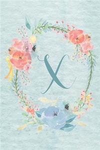 2020 Weekly Calendar Planner - Letter X - Light Blue and Pink Floral Design