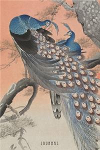 Journal: Two Peacocks in Tree Branch by Ohara Koson Dot Grid Notebook