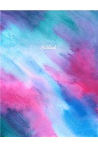 Dot Grid Notebook: Dotted Grid Notebook Journal for Journaling, Dotted Pages, Large (8.5 x 11 inches) - Colorful Pink Blue Watercolor