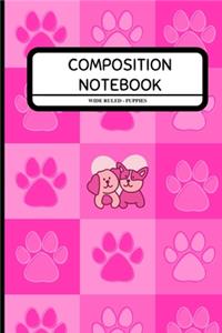 Composition Notebook Wide Ruled - Puppies