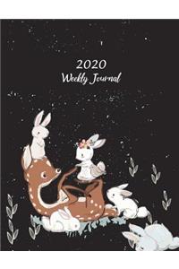 2020 Weekly Journal: Cute Black Color Book, Weekly Calendar Book 2020, Weekly/Monthly/Yearly Calendar Journal, Large 8.5" x 11" 365 Daily journal Planner, 12 Months Cale