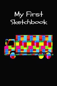 My First Sketchbook: Cute Lego Truck Sketchbook for Boys Happy Birthday Notebook Gift for Kids Blank Pages for Drawing, Doodling & Sketching Large 8.5x11, 100 Pages