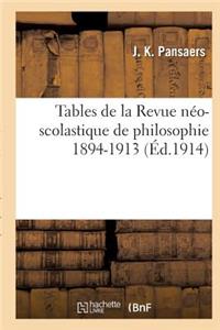 Tables de la Revue Néo-Scolastique de Philosophie, T01 À T20 1894-1913