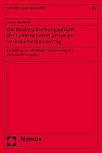 Die Baubeschreibungspflicht Des Unternehmers Im Neuen Verbraucherbauvertrag