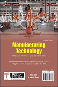 Manufacturing Technology for BE Anna University R21CBCS (IV - Mech. - ME3493)
