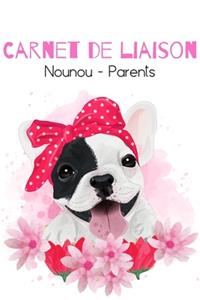 NOUNOU CARNET - bouledogue fleurs roses
