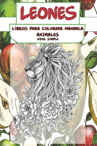 Libros para colorear Mandala - Nivel simple - Animales - Leones