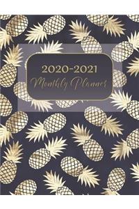 2020 2021 Monthly Planner: 2 Year Monthly Calendar With Contacts, Notes & Vision Boards: January 2020 Through December 2021: Gold Pineapple Design