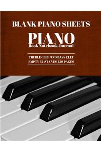 Blank Piano Sheets Piano Book Notebook Journal