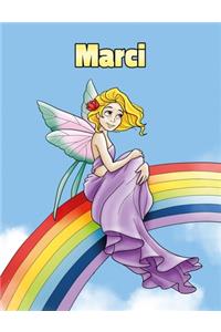 Marci: Personalized Composition Notebook - Wide Ruled (Lined) Journal. Rainbow Fairy Cartoon Cover. For Grade Students, Elementary, Primary, Middle School,