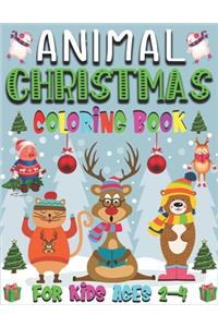 Animal Christmas Coloring Book For Kids Ages 2-4