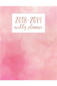 2018-2019 Weekly Planner: Undated Planner with Pink Watercolor Gradient for Women Girls - Large 8.5x11 - Agenda Calendar