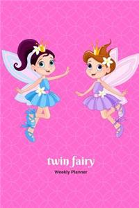 Twin Fairy Princess Pink Big Weekly Planner for Little Girls 2019 - 2021