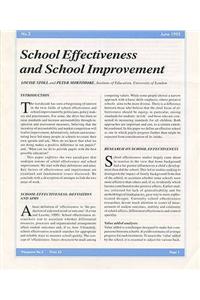 School Effectiveness and School Improvement