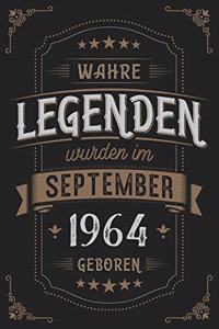 Wahre Legenden wurden im September 1964 geboren: Vintage Geburtstag Notizbuch - individuelles Geschenk für Notizen, Zeichnungen und Erinnerungen - liniert mit 100 Seiten