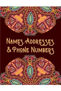 Names, Addresses, & Phone Numbers