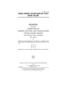 Federal Reserve's second monetary policy report for 2007