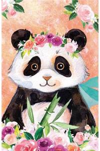 Journal Notebook For Animal Lovers Panda Bear In Flowers