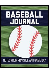 Baseball Journal Notes from Practice and Game Day